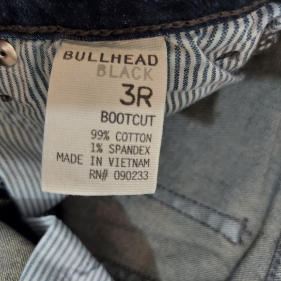 BULLHEAD BLACK Womens Juniors Bootcut Jeans Sz 3R, Stretch Dark Wash  Distressed - Picture 5 of 8